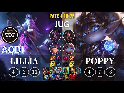 EDG Aodi Lillia vs Poppy Jungle - KR Patch 10.25