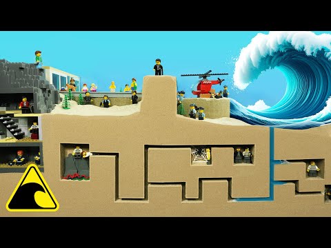 Criminal Hideout Flooded by Tsunami - Lego Dam Breach Experiment