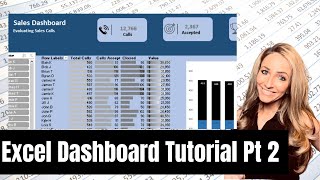 Calls dashboard. Learn how to use data bars in conditional formatting, column charts, shapes and pivot tables together to create a dashboard. - Excel Xpert tutorial video