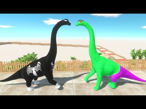 NEW HULK vs ALL VENOM BRACHIOSAURUS BATTLE DEATH RUN - Animal Revolt Battle Simulator