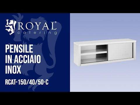 Video - Pensile in acciaio inox - 1.500 x 400 x 500 mm - Portata 75 kg per ripiano - Royal Catering