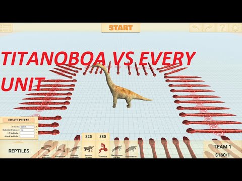 55 Titanoboa vs every unit. Animal Revolt Battle Simulator