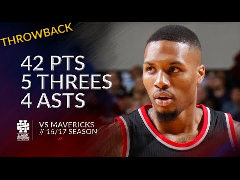 Damian Lillard 42 pts 5 threes 4 asts vs Mavericks 16/17 season