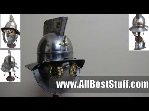 Watch YouTube Video for Set of 5 Roman Gladiator Helmet 14 Gauge