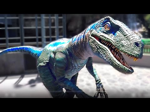 Blue the Velociraptor Dinosaur at Jurassic World. It gets OUT OF CONTROL Universal Studios Hollywood