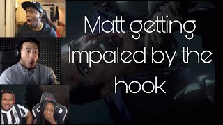 Gamers react to Matt getting impaled by the hook - (Until Dawn)