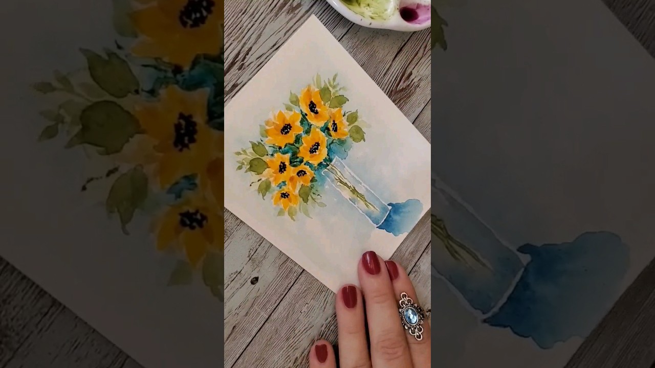 Free Watercolor Sunflowers Tutorial #watercolorpainting #watercolor #arttutorial #sunflowers