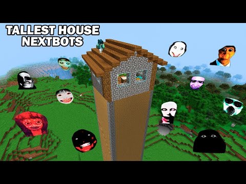 THE BEST BUILDING TALLEST HOUSE PART 2 WITH 100 NEXTBOTS in Minecraft Gameplay Coffin Meme