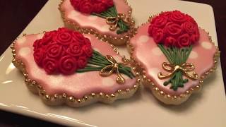 How to Decorate a Cookie | Valentines Day 3D Rose Bouquet Cookie