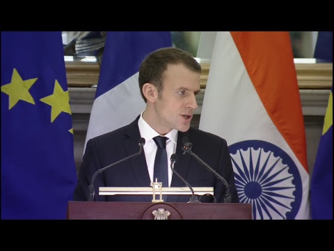 PM Modi & French President Emmanuel Macron at Exchange of Agreements and Joint Press Statement
