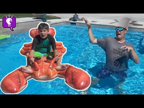 Last to Float Away from Shark Wins! Challenge by HobbyKidsTV