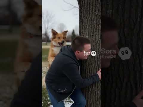 Steak running away from a random dog