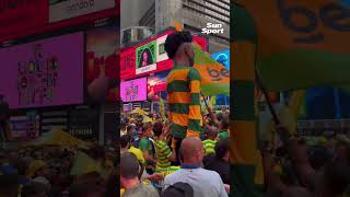 Brazil fans have taken over Times Square! 🇧🇷 😮