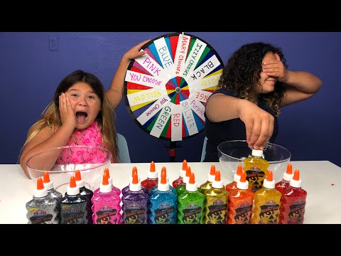 3 COLORS OF GLUE SLIME CHALLENGE CHALLENGE MYSTERY WHEEL OF SLIME EDITION