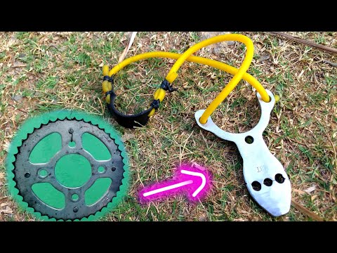 COMO FAZER ESTILINGUE com sucata de MOTOCICLETA (setra, atiradeira, baladeira, bodoque, fisga)