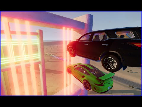 Car vs Dangerous Laser Ramp Parkour Jumping - BeamNG Drive
