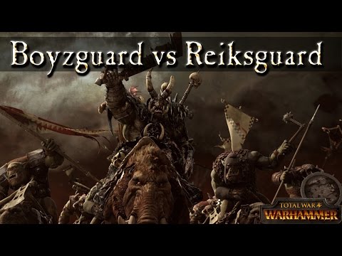 Reiksguard vs Boar Boy Big Uns and Savage Boar Boy Big Uns - Total War Warhammer
