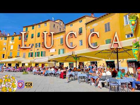 LUCCA ITALY ✨ Mystery of Labyrinth & Ovular piazza Walking tour 4K Fascinating town of Tuscany