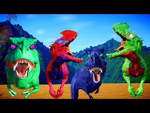 Black Panther T-REX Vs Spinosaurus,Malusaurus Jurassic World Evolution Dinosaurs Fight