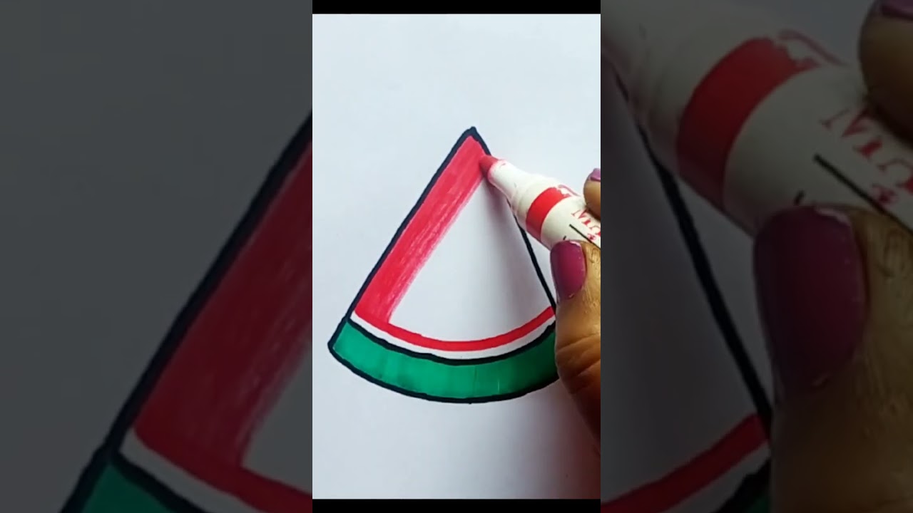 How to draw Watermelon. #shorts #art #artvideo #short #youtube #viral #drawing #creative #cute