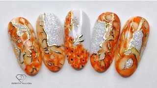 Super fast and easy autumn marble nail art for beginners you have to try it 😀 