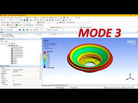 Ansys : Modal analysis of vented disc brake rotor | Natural frequencies | Mode shapes