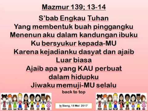 MAZMUR 139;13-14 - Lagu Sekolah Minggu ayat hafalan
