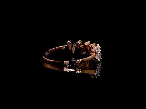 18K Yellow Gold Geometric Baguette Diamond Ring (Designer Bar Pattern Ring)