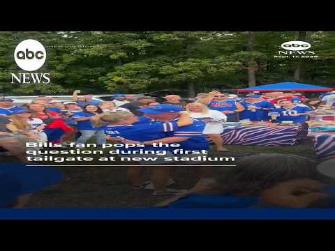 Bills fan pops the question during first tailgate at new stadium