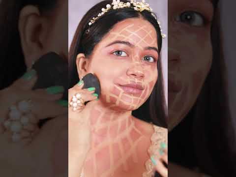 I tried Viral block base makeup technique for Cocktail Party Makeup 💖 #viralmakeupchallenge #shorts