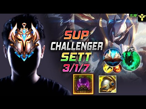 Challenger Sett Support vs Thresh - 챌린저 서폿 세트 템트리 룬 터화공 봉풀주 セト Сетт 腕豪 賽特 - LOL KR 11.16