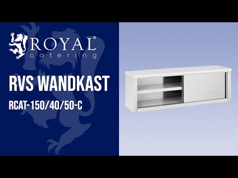 Video - RVS wandkast - 1500 x 400 x 500 mm - 75 kg laadvermogen per compartiment - Royal Catering