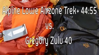 The best RTW backpack: Lowe Alpine Airzone Trek+ 44:55 vs Gregory Zulu 40