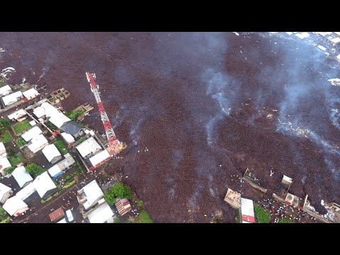 DR Congo volcano: Drone shots show extent of damage from Mount Nyiragongo eruption