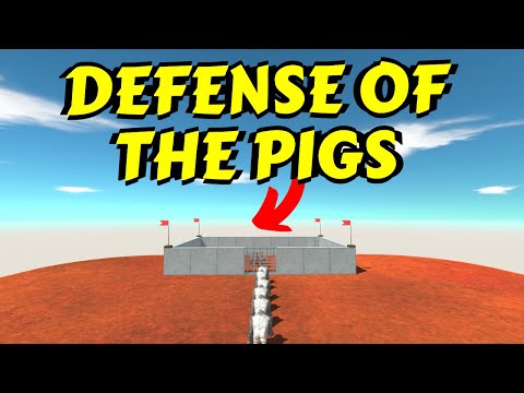 Humans Defending the Pigs in Animal Revolt Battle Simulator