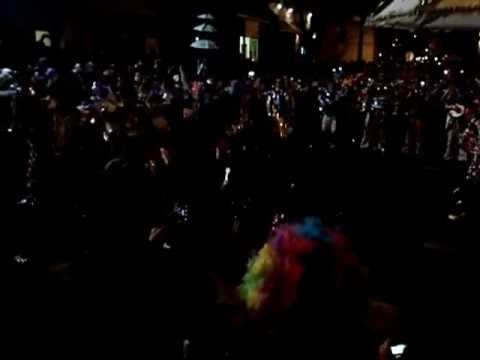 Avalon String Band outside their clubhouse on New Years