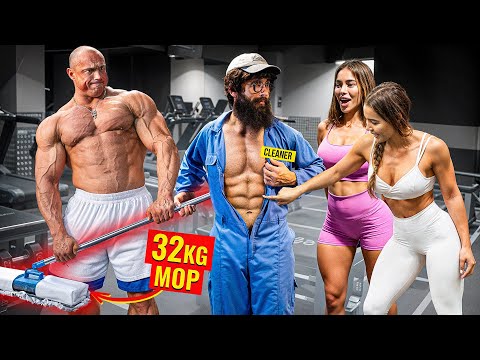32KG Mop Shocks GIRLS and BodyBuilders in a GYM | Pretended to be a CLEANER #51