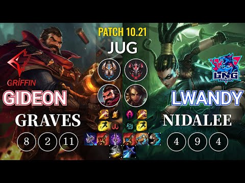 GRF GIDEON Graves vs LNG lwandy Nidalee Jungle - KR Patch 10.21