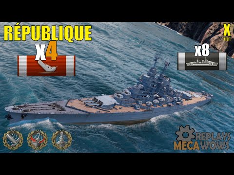 Republique 330k. Chose wrong ship, destroys 4 anyway. | World of Warships Gameplay