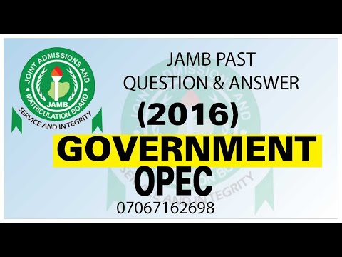 JAMB 2016 GOVERNMENT PAST QUESTION 29 OPEC