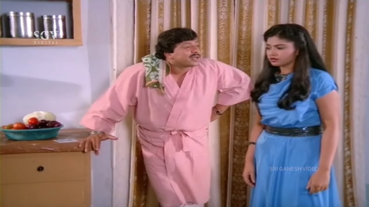 Mahalakshmi Stops Eating Non Veg Because of Vishnuvardhan | Best Scene | Jayasimha Kannada Movie