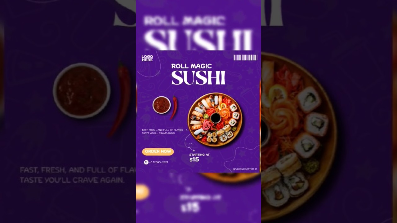 Shushi Poster Design | Professional Canva Tutorial #canvatutorial #sushi #graphicdesign #shorts