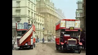 Great colorized film about London's buses and taxis in 1924 [A.I. enhanced & new method colorized]