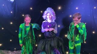 Ursula and her eels preparing to film a scene in our backyard studio, 5/2020.
