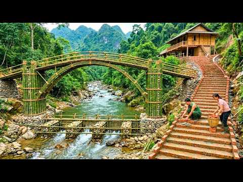 30 Days To Build A Stunning Outdoor Staircase For A Forest Farm | Building Darm in Forest