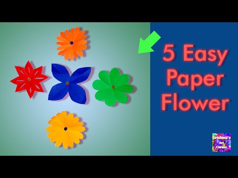 5 Easy Paper Flower | Origami Paper Flower Making Ideas| How to cut Paper Flowers