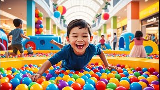 Gabriel no Shopping Ciane Brincando na Piscina de Bolinha do Shrek
