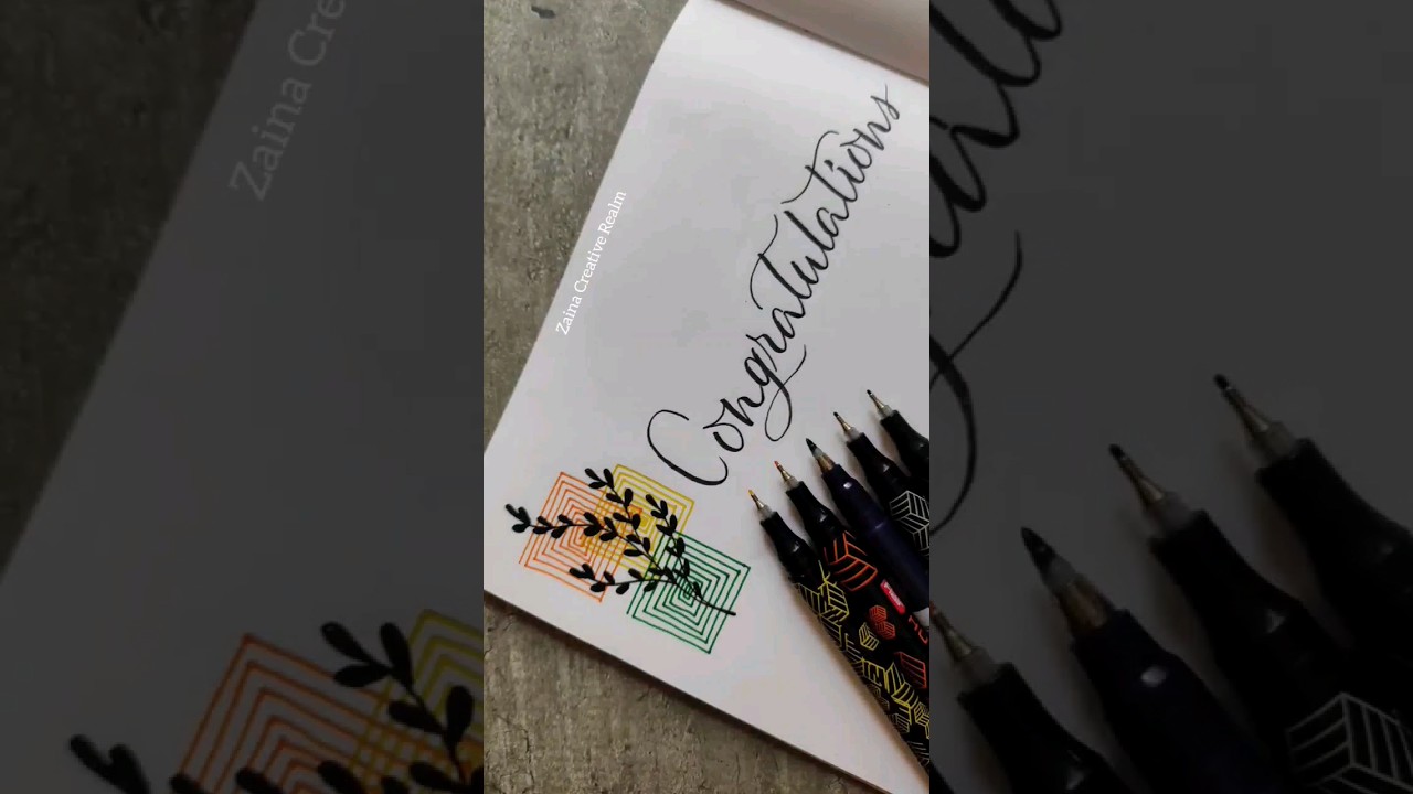 Lettering Congratulations in modern calligraphy #zaina_creative_realm #shortsyoutube  #calligraphy