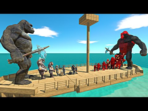 War on Ship | King Kong and Mutant Primates vs Red Fake Itself - Animal Revolt Battle Simulator