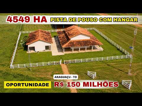 FAZENDA À VENDA EM ARAGUAÇU-TO | 4.549 Hectares | 70% Agricultável | Pista de Pouso | R$ 150 Milhões